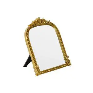 Gold Plastic Arched Makeup Mirror, Standing, Hanging or Wall Mount, Bathroom, Living Room, Bedroom Gold Decorative Mirror (10.6x8.6 inch) Gold Plastic Arched Makeup Mirror, Standing, Hanging or Wall Mount, Bathroom, Living Room, Bedroom Gold Decorative Mirror (10.6x8.6 inch)