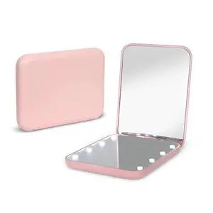 Pocket Mirror, 1X/3X Magnification LED Compact Travel Makeup Mirror with Light for Purse, 2-Sided, Portable, Folding, Handheld, Small Lighted Mirror for Gift, Pink Pocket Mirror, 1X/3X Magnification LED Compact Travel Makeup Mirror with Light for Purse, 2-Sided, Portable, Folding, Handheld, Small Lighted Mirror for Gift, Pink