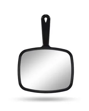 Hand Mirror, 10.3" L x 7.4" W Salon Barber Hairdressing Handheld Mirror with Handle, Square Black Hand Mirror, 10.3" L x 7.4" W Salon Barber Hairdressing Handheld Mirror with Handle, Square Black