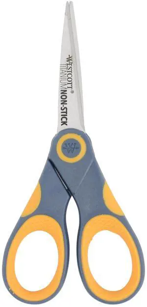5-Inch Non-Stick Titanium Scissors For Office and Home - Glide Adjust Technology - Grey/Yellow Craft, Fabric Scissors - 1 Pack 5-Inch Non-Stick Titanium Scissors For Office and Home - Glide Adjust Technology - Grey/Yellow Craft, Fabric Scissors - 1 Pack