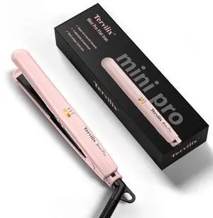 Mini Flat Iron Hair Straightener, Adjustable Temperature, Travel-Size, 1/2" Ceramic Plates, Dual Voltage, Auto-Off, Pink Mini Flat Iron Hair Straightener, Adjustable Temperature, Travel-Size, 1/2" Ceramic Plates, Dual Voltage, Auto-Off, Pink