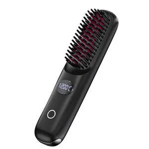 Cordless Hair Straightener Brush for Travel Portable Hair Straightener Comb with Negative Ion Mini hot Brush for Women, on-The-go Rechargeable with LED Display Anti-Scald Protection Cordless Hair Straightener Brush for Travel Portable Hair Straightener Comb with Negative Ion Mini hot Brush for Women, on-The-go Rechargeable with LED Display Anti-Scald Protection