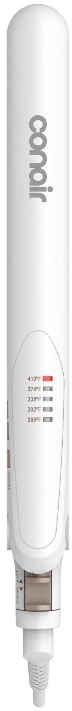 Double Ceramic Flat Iron, 1-Inch Flat Iron Hair Straightener, Five Heat Settings, Extra Long Floating Plates, White Double Ceramic Flat Iron, 1-Inch Flat Iron Hair Straightener, Five Heat Settings, Extra Long Floating Plates, White