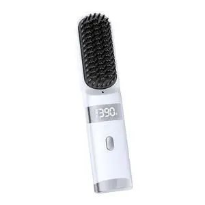 Cordless Hair Straightener Brush Portable on The go Comb for Travel USB chargingTwo Power sources30s Fast HeatingLCD Large Screen Display (White) Cordless Hair Straightener Brush Portable on The go Comb for Travel USB chargingTwo Power sources30s Fast HeatingLCD Large Screen Display (White)