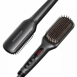 Pro Ceramic Ionic Hair Straightener Brush for Home Salon | MCH Fast 20s Heating Tech with Auto-Off Safety | Anti-Scald with Universal Dual Voltage | Rotatable Power Cord (Black) Pro Ceramic Ionic Hair Straightener Brush for Home Salon | MCH Fast 20s Heating Tech with Auto-Off Safety | Anti-Scald with Universal Dual Voltage | Rotatable Power Cord (Black)