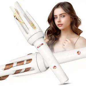 Auto Hair Curler, Automatic Curling Iron with 4 Temperature & 3 Timer, Automatic Shut-Off, Anti-Scald, Anti-Tangle Rotating Curling Wand for Hair Styling, White Auto Hair Curler, Automatic Curling Iron with 4 Temperature & 3 Timer, Automatic Shut-Off, Anti-Scald, Anti-Tangle Rotating Curling Wand for Hair Styling, White