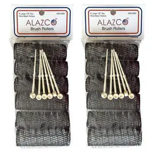 12 pc Vintage Style Hair Rollers BRUSH ROLLERS & 12 PINS - Mesh Hair Curlers with Bristles 3"x 7/8" (12 Large Rollers & Pins) 12 pc Vintage Style Hair Rollers BRUSH ROLLERS & 12 PINS - Mesh Hair Curlers with Bristles 3"x 7/8" (12 Large Rollers & Pins)