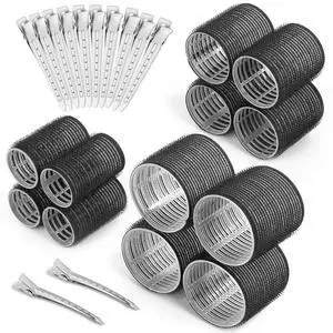Self Grip Hair Rollers and Curlers Set - 24 Pieces with 3 Sizes (4 Jumbo, 4 Large, 4 Medium) and 12 Clips for Long, Short, Thick, Fine Hair Styling Self Grip Hair Rollers and Curlers Set - 24 Pieces with 3 Sizes (4 Jumbo, 4 Large, 4 Medium) and 12 Clips for Long, Short, Thick, Fine Hair Styling