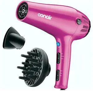 Hair Dryer with Diffuser and Concentrator, 1875W, Pink Hair Dryer with Diffuser and Concentrator, 1875W, Pink