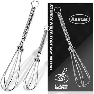 Small Wire Whisk Set of 2, Portable Stainless Steel Kitchen Tiny Whisk & Egg Beater with Thick Wire - Sturdy Mini Mixing Balloon for Cooking, Blending, Whiping, Beating and Stirring (6" + 8") Small Wire Whisk Set of 2, Portable Stainless Steel Kitchen Tiny Whisk & Egg Beater with Thick Wire - Sturdy Mini Mixing Balloon for Cooking, Blending, Whiping, Beating and Stirring (6" + 8")