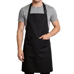 Large Chef Apron for Men and Women, Water Oil Repellent Cooking Kitchen Aprons with 2 Large Pockets Large Chef Apron for Men and Women, Water Oil Repellent Cooking Kitchen Aprons with 2 Large Pockets