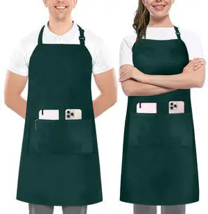 2 Pack Bib Apron, Adjustable with 2 Pockets, Water and Oil Resistant, Cooking Kitchen Chef Apron for Women Men 2 Pack Bib Apron, Adjustable with 2 Pockets, Water and Oil Resistant, Cooking Kitchen Chef Apron for Women Men