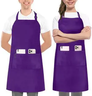 2 Pack Bib Apron, Adjustable with 2 Pockets, Water and Oil Resistant, Cooking Kitchen Chef Apron for Women Men 2 Pack Bib Apron, Adjustable with 2 Pockets, Water and Oil Resistant, Cooking Kitchen Chef Apron for Women Men