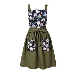 Vintage Pinafore Apron Dress for Women with Pockets Cute Floral Chef Aprons for Kitchen Cooking Baking Gardening (Olive Green) Vintage Pinafore Apron Dress for Women with Pockets Cute Floral Chef Aprons for Kitchen Cooking Baking Gardening (Olive Green)