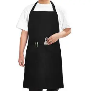 Chef Apron for Men Women Kitchen Cooking Apron with Pockets, Adjustable Bib Aprons Stain Resistant, 1 Pack Black Chef Apron for Men Women Kitchen Cooking Apron with Pockets, Adjustable Bib Aprons Stain Resistant, 1 Pack Black