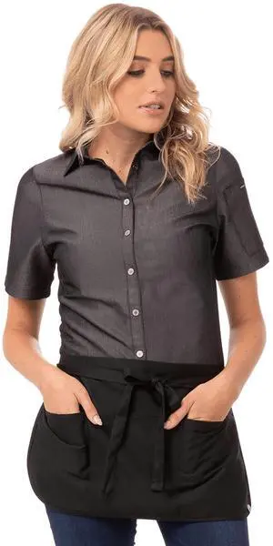Unisex Reversible Waitress Apron, Black, One Size Unisex Reversible Waitress Apron, Black, One Size