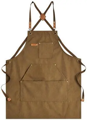 Canvas Aprons for Men Chef Apron, Work Apron with Large Pockets - Durable 16oz Heavy Duty Cross Back, BBQ, Cooking (Brown, 1 Pack) Canvas Aprons for Men Chef Apron, Work Apron with Large Pockets - Durable 16oz Heavy Duty Cross Back, BBQ, Cooking (Brown, 1 Pack)