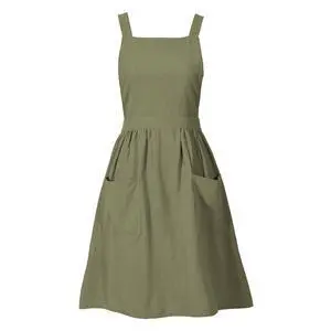 Cotton Linen Pinafore Apron Dress for Women with Pockets Cute Art Chef Aprons for Kitchen Baking Gardening Painting (Olive Green) Cotton Linen Pinafore Apron Dress for Women with Pockets Cute Art Chef Aprons for Kitchen Baking Gardening Painting (Olive Green)