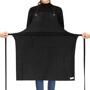 Stripe Stretch Apron Chef Aprons for Men with 2 Pockets Waterproof Stripe Stretch Apron Chef Aprons for Men with 2 Pockets Waterproof