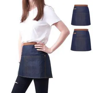 2 Pack Blue Unisex Waist Denim Aprons for Home and Kitchen,Chef Denim Apron For Waitress Half Short Aprons Restaurant For Women Men Serve 2 Pack Blue Unisex Waist Denim Aprons for Home and Kitchen,Chef Denim Apron For Waitress Half Short Aprons Restaurant For Women Men Serve