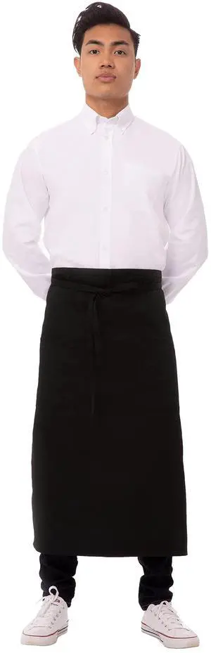 Unisex Two Pocket Bistro Apron, Black, One Size Unisex Two Pocket Bistro Apron, Black, One Size
