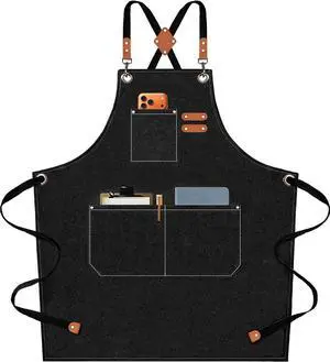 Chef Aprons for Men Women with Oversized Pockets, 16-Ounce Cotton Canvas Cross Back Heavy Duty Work Apron (Black) Chef Aprons for Men Women with Oversized Pockets, 16-Ounce Cotton Canvas Cross Back Heavy Duty Work Apron (Black)