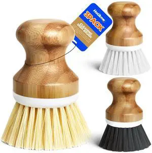 Bamboo Palm Brush Dish Brushes Round Vegetable Brush,Yellow Bamboo Palm Brush Dish Brushes Round Vegetable Brush,Yellow