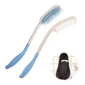 Long Reach Handled Comb and Hair Brush Set Applicable to elderly and hand-disabled people inconvenient upper limb activities (2 pcs) Long Reach Handled Comb and Hair Brush Set Applicable to elderly and hand-disabled people inconvenient upper limb activities (2 pcs)
