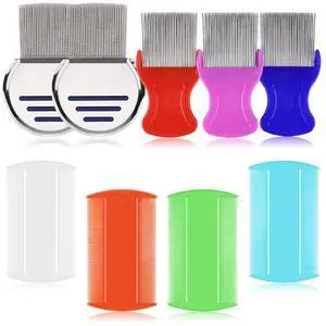 9 Pcs Lice Combs, Flea Combs, Hair Comb Double Sided Fine Tooth Combs, Removal Dandruff Comb with Metal Teeth, Stainless Steel Louse and Nit Comb for Head Lice Treatment 9 Pcs Lice Combs, Flea Combs, Hair Comb Double Sided Fine Tooth Combs, Removal Dandruff Comb with Metal Teeth, Stainless Steel Louse and Nit Comb for Head Lice Treatment