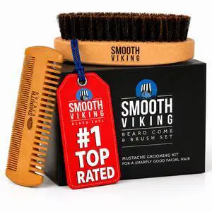 Beard Brush and Comb - Natural Boar Bristle Beard Brush & Beard Comb for Men - Facial Hair Care Gift Set for Men - Mustache Styling, Grooming & Shaping Tools Beard Brush and Comb - Natural Boar Bristle Beard Brush & Beard Comb for Men - Facial Hair Care Gift Set for Men - Mustache Styling, Grooming & Shaping Tools
