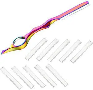 11 Pieces Styling Razor Thinning Comb and Texturizing Cutting Comb with Replacement Stainless Steel Razors for Salon Home Use (Vivid Neon) 11 Pieces Styling Razor Thinning Comb and Texturizing Cutting Comb with Replacement Stainless Steel Razors for Salon Home Use (Vivid Neon)