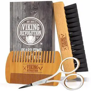 Beard Comb & Beard Brush Set for Men -- Natural Boar Bristle Brush and Dual Action Pear Wood Comb w/Velvet Travel Pouch - Great for Grooming Beards and Mustaches Beard Comb & Beard Brush Set for Men -- Natural Boar Bristle Brush and Dual Action Pear Wood Comb w/Velvet Travel Pouch - Great for Grooming Beards and Mustaches