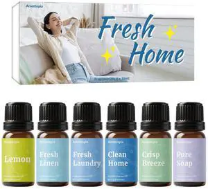 Diffuser Fragrance Oils, Essential Oils for Diffusers for Home, 6x10ml Fresh Home Set, Clean Scents for Candle Soap Making, Dryer Ball, Fresh Linen, Crisp Breeze, Fresh Laundry, Lemon Diffuser Fragrance Oils, Essential Oils for Diffusers for Home, 6x10ml Fresh Home Set, Clean Scents for Candle Soap Making, Dryer Ball, Fresh Linen, Crisp Breeze, Fresh Laundry, Lemon
