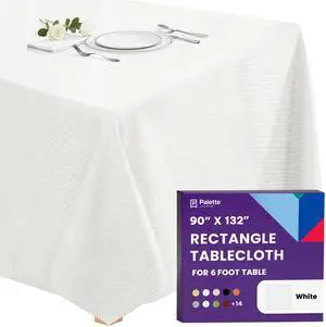 Rectangle Tablecloth - 90 x 132 Inch White Table Cloth for 6 Foot Tables with Floor-Length Drop - Heavy Duty Washable Fabric for Holiday Party, Dinner, Weddings & Baby Shower Rectangle Tablecloth - 90 x 132 Inch White Table Cloth for 6 Foot Tables with Floor-Length Drop - Heavy Duty Washable Fabric for Holiday Party, Dinner, Weddings & Baby Shower