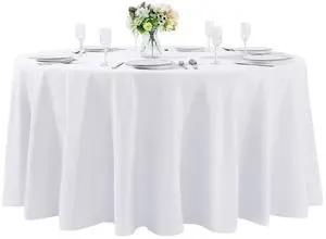 108 inch Round Tablecloth Washable Polyester Table Cloth Decorative Table Cover for Wedding Party Dining Banquet (108 inch,White) 108 inch Round Tablecloth Washable Polyester Table Cloth Decorative Table Cover for Wedding Party Dining Banquet (108 inch,White)