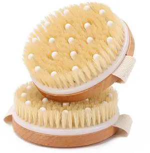 2-Pack Dry Brushing Body Brush for Lymphatic Drainage, Round Dry Exfoliating Brush with Massage Nodes for Cellulite, Dry Skin, Circulation Boost 2-Pack Dry Brushing Body Brush for Lymphatic Drainage, Round Dry Exfoliating Brush with Massage Nodes for Cellulite, Dry Skin, Circulation Boost