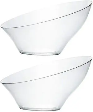 Disposable Angled Plastic Bowls Round Medium Serving Bowl, Elegant for Party's, Snack, or Salad Bowl, Clear Pack of 4 Disposable Angled Plastic Bowls Round Medium Serving Bowl, Elegant for Party's, Snack, or Salad Bowl, Clear Pack of 4
