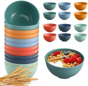 12 Pcs Unbreakable Cereal Bowls Set, 26 Oz Wheat Straw Bowls Set, Microwave & Dishwasher Safe Rice Bowls for Kitchen, Reusable Plastic Bowls for Soup, Salad and Snack, BPA Free, Multicolor 12 Pcs Unbreakable Cereal Bowls Set, 26 Oz Wheat Straw Bowls Set, Microwave & Dishwasher Safe Rice Bowls for Kitchen, Reusable Plastic Bowls for Soup, Salad and Snack, BPA Free, Multicolor