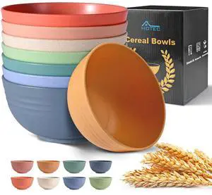 BPA Free Unbreakable Wheat Straw Cereal Bowls - Microwave & Dishwasher Safe Soup and Salad Bowls, Set of 8, 26oz, Multicolor BPA Free Unbreakable Wheat Straw Cereal Bowls - Microwave & Dishwasher Safe Soup and Salad Bowls, Set of 8, 26oz, Multicolor
