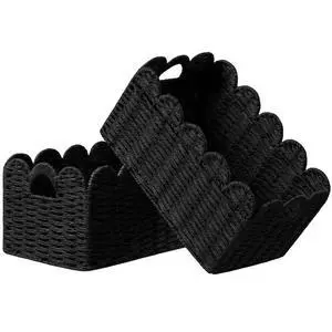 2 Pack Scalloped Edge Basket, Wicker Storage Baskets for Shelves 2 Pack Scalloped Edge Basket, Wicker Storage Baskets for Shelves