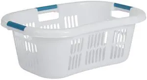 Large Hip-Hugger Laundry Basket/Hamper, 1.5-Bushel, White, Stackable Storage Bin/Organizer for Bathroom/Bedroom/Dorm/Home Large Hip-Hugger Laundry Basket/Hamper, 1.5-Bushel, White, Stackable Storage Bin/Organizer for Bathroom/Bedroom/Dorm/Home