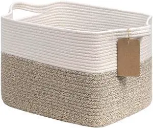 Woven Rope Storage Basket for Shelves, Rectangle, Light Brown Woven Rope Storage Basket for Shelves, Rectangle, Light Brown
