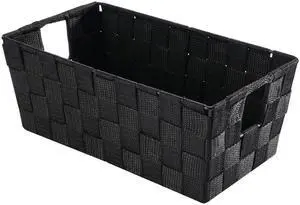 Small Woven Storage Baskets for Shelves - Decorative Organizer Bins with Metal Structure, Versatile Shelf Storage Solution for Home Organization & Closet (Black) Small Woven Storage Baskets for Shelves - Decorative Organizer Bins with Metal Structure, Versatile Shelf Storage Solution for Home Organization & Closet (Black)