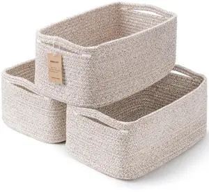 3 Pack Small Storage Baskets for Organizing, 11.8×7.8×5.1", Mixed Brown 3 Pack Small Storage Baskets for Organizing, 11.8×7.8×5.1", Mixed Brown