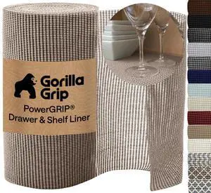 powerGRIP Drawer Shelf and Cabinet Liner, Thick Strong Hold, Non-Adhesive Liners Protect Kitchen Cabinets and Cupboard, Bathroom Drawers, Easy Install, Breathable Mat, 12" x10', Beige powerGRIP Drawer Shelf and Cabinet Liner, Thick Strong Hold, Non-Adhesive Liners Protect Kitchen Cabinets and Cupboard, Bathroom Drawers, Easy Install, Breathable Mat, 12" x10', Beige