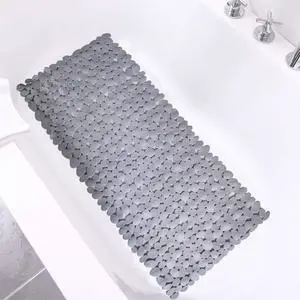 Pebble Shower Mat for Bathtub Non Slip Mat 35"X16" with Suction Cups,Grey Pebble Shower Mat for Bathtub Non Slip Mat 35"X16" with Suction Cups,Grey