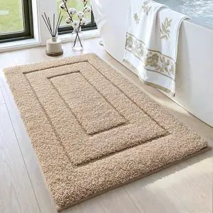 Bathroom Rugs 24x16, Non-Slip and Absorbent Bath Mat, Beige Bathroom Rugs 24x16, Non-Slip and Absorbent Bath Mat, Beige