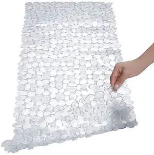 Pebble Shower Mat for Bathtub Non Slip Mat 35"X16" with Suction Cups,Clear Pebble Shower Mat for Bathtub Non Slip Mat 35"X16" with Suction Cups,Clear