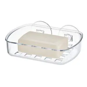 BPA-Free Plastic Suction Bar Soap Dish - 5.25" x 4" x 2", Clear,19600 BPA-Free Plastic Suction Bar Soap Dish - 5.25" x 4" x 2", Clear,19600