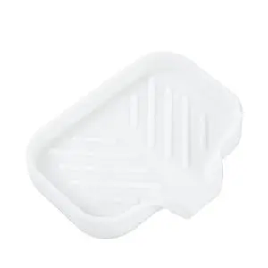Silicone Soap Dish with Drain Spout, Self-Draining Sink Organizer Tray for Bathroom and Kitchen, Sponges, Dispensers and Soap Holder, Non-Slip and Dishwasher Safe, White (Compact, 4.9"×3.2") Silicone Soap Dish with Drain Spout, Self-Draining Sink Organizer Tray for Bathroom and Kitchen, Sponges, Dispensers and Soap Holder, Non-Slip and Dishwasher Safe, White (Compact, 4.9"×3.2")